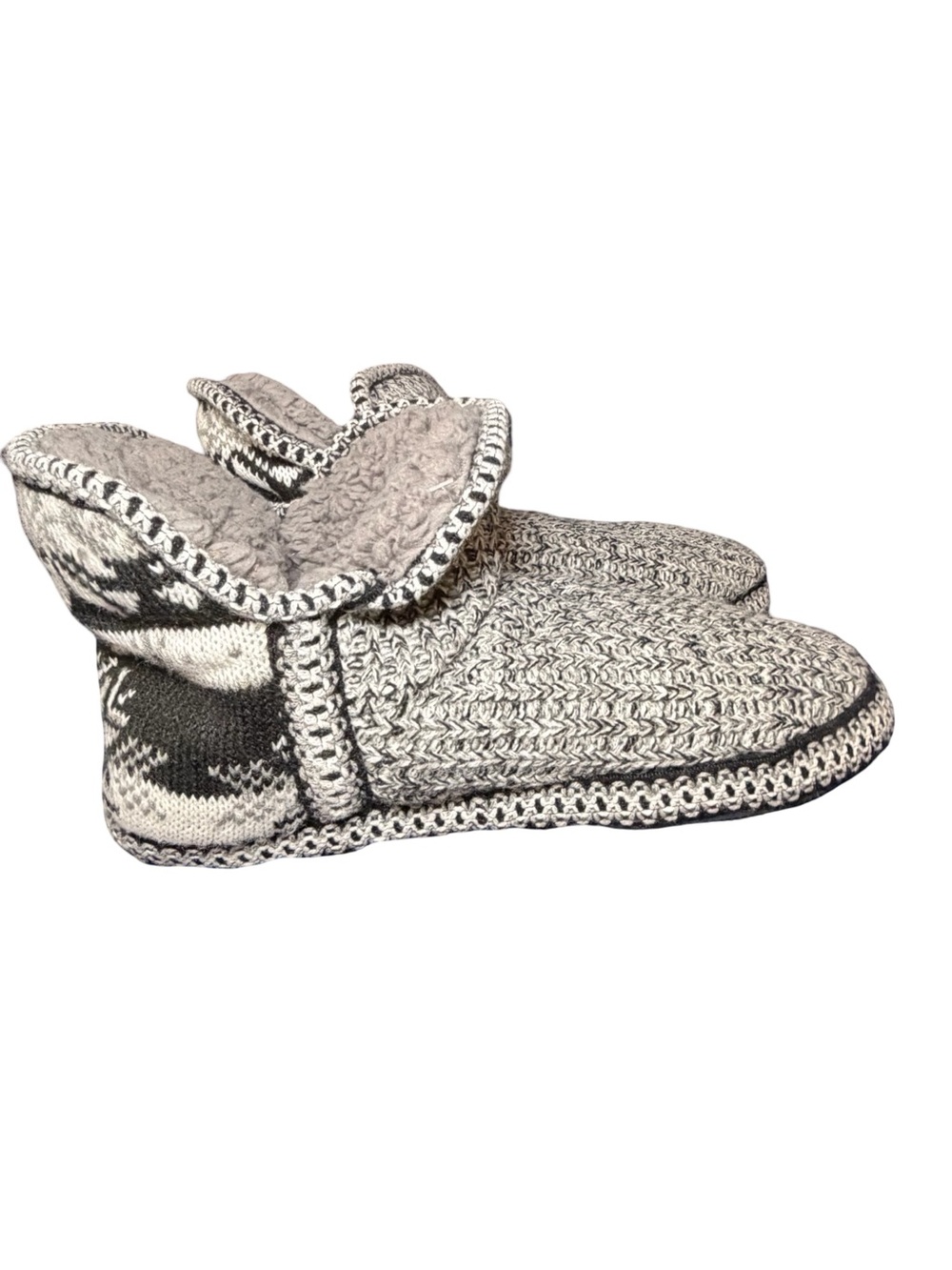 Muk Luks Gray & White Knit Fold-Over Ankle Booties